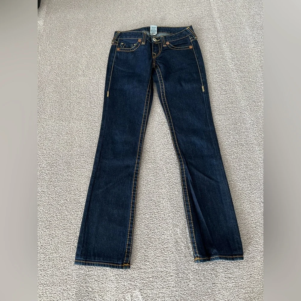 True Religion Straight Leg Dark Blue Denim Jeans - Picture 2 of 14